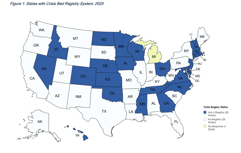 States With Crisis Bed Registry System, 2025